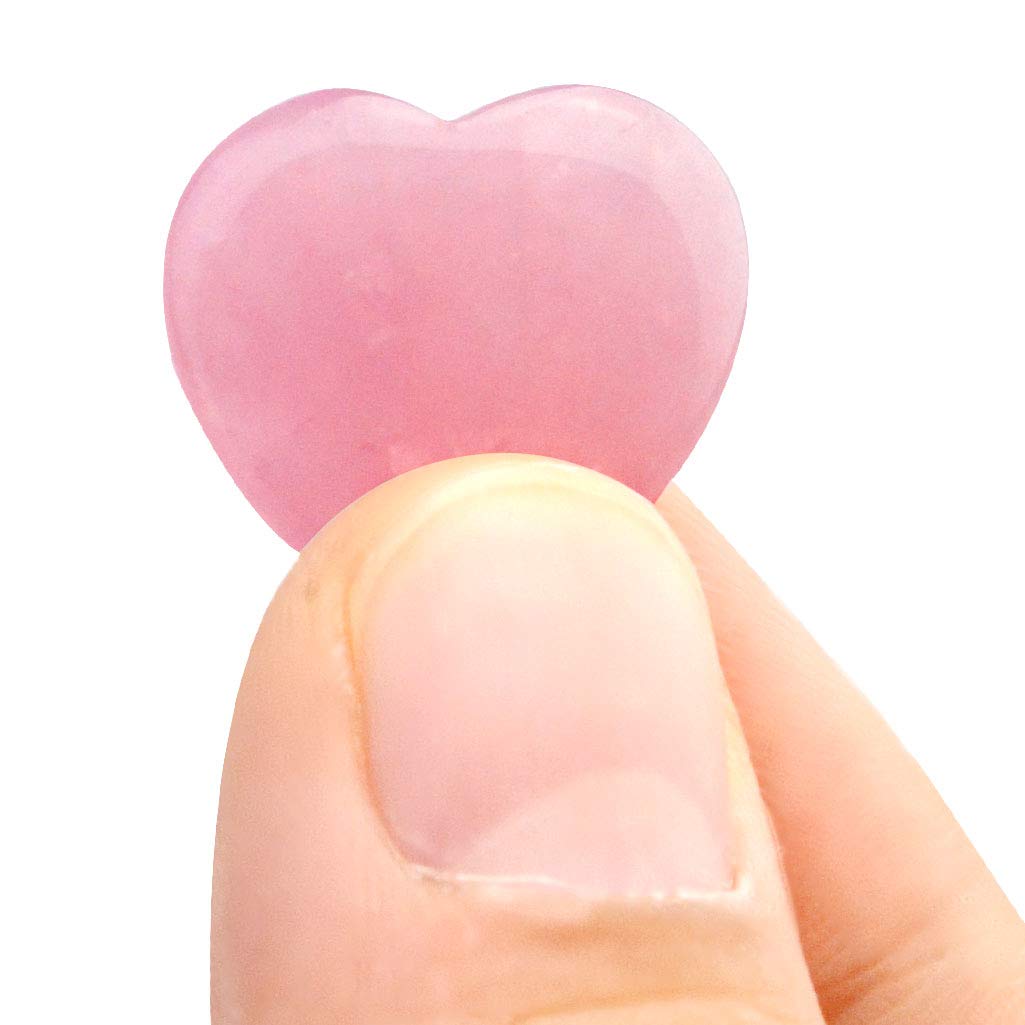 Marrywindix 10 Packs 1 Inch Healing Crystal Natural Rose Stone Heart Love Carved Palm Worry Stone Chakra Reiki Balancing