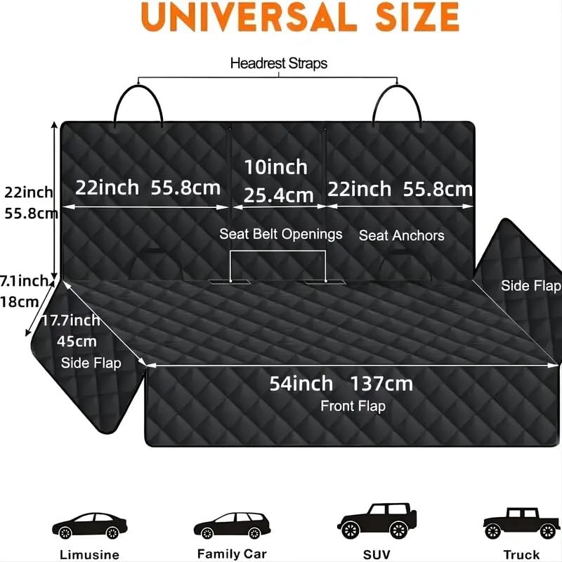 GoBuyer Dog Car Seat Cover Protector Liner for Car Boot and Back/Rear Seat Accessories - Isofix Compatible, Universal & Non-slip and Velcro Openings for Seat Belt