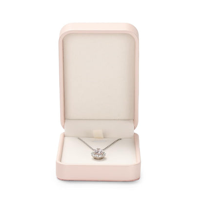 Papten PU Leather Necklace Gift Box Velvet Interior Jewelry Gift Box Necklace Bracelet Chain Case for Wedding Birthday Mother's Day,Valentine's Day (Pink)