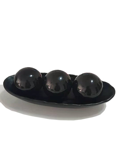 Home Decor Tray and Orbs Balls Set of 3,Ideal Gift for Weddings Special Occasions and for Decorative Accents Centerpiece in Your Living Dining Room Coffee Table,Spheres House Decorations
