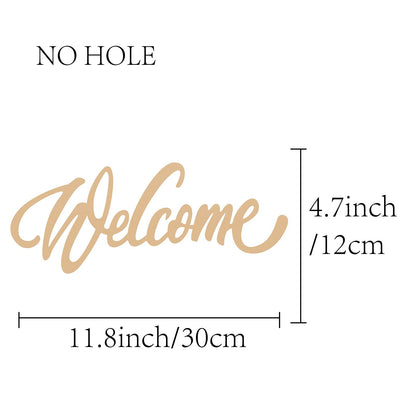 CREATCABIN Laser Cut Wood Sign Wall Art Welcome Letter Sign Decorative Wall Sculpture Hanging Decor Unfinished for Housewarming Door Wall Room Decoration 11.8" x 4.7"