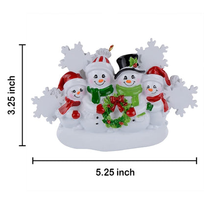 Snowman Family of 4 Personalized Christmas Tree Ornament 2025 Custom Family Keepsake Gift for Grandparents, Parents, Kids, Neighbors