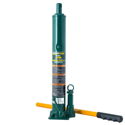 Omega Pro Hydraulic Long Ram Jack - 4 Ton Capacity with Flat Base for Auto Garage Shop, Green (OP400S)