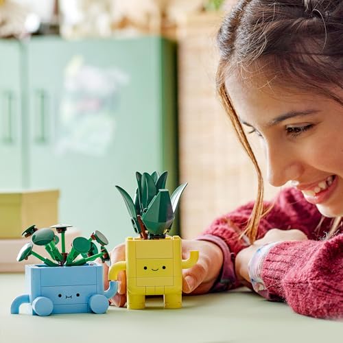 LEGO Botanicals Happy Plants Toy - Crafts Kit for Kids incl. 2 Artificial Plants with 2 Colourful Flower Pots & Interchangeable Cartoon Faces - Nature Gifts for 9+ Year Old Girls & Teens - 10349