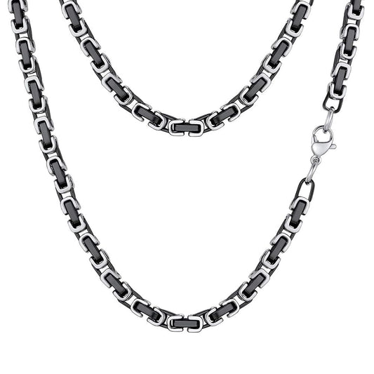 PROSTEEL Byzantine Necklace Stainless Steel Black Necklaces 24 Inch Men Mens Chain