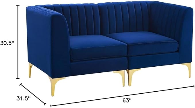 Modway EEI-4346-NAV Triumph Channel Tufted Performance Velvet Loveseat