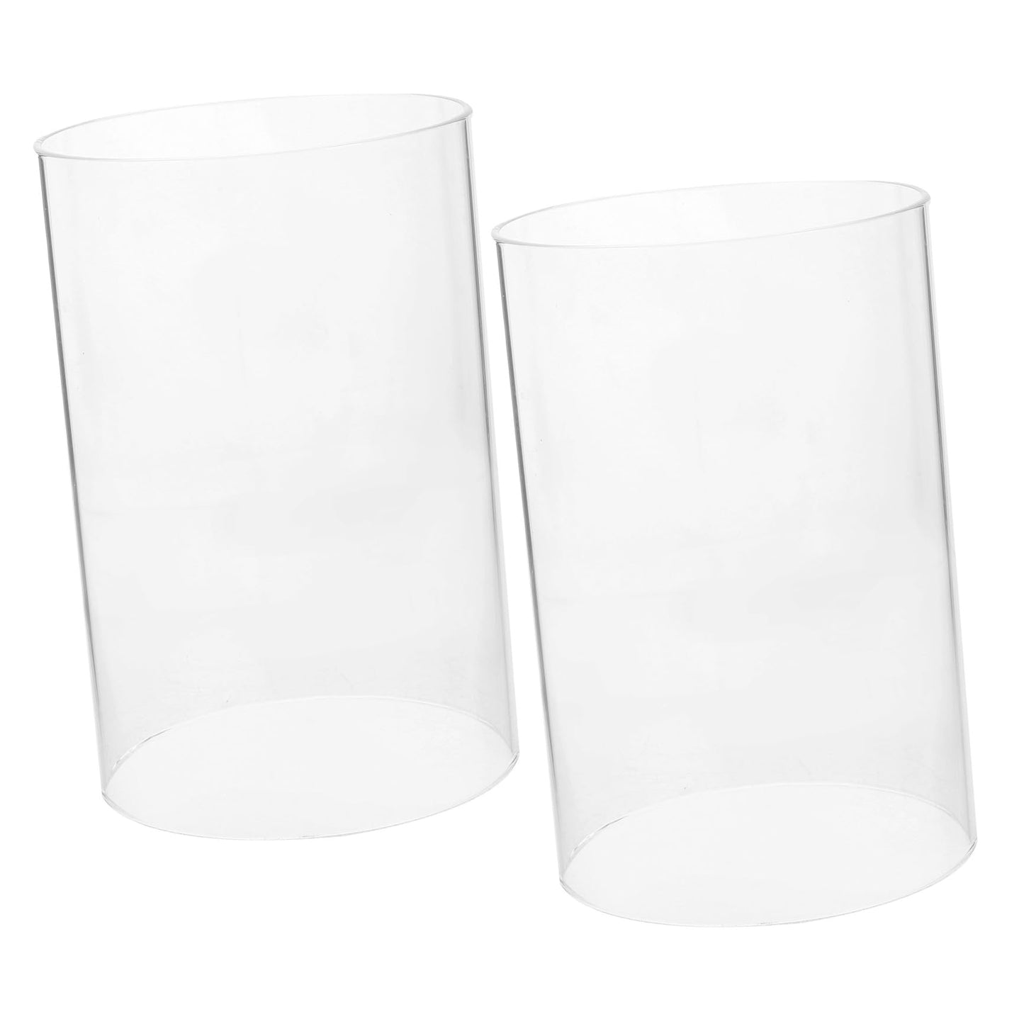 SAFIGLE Glass Candle Holder Windproof Shade 2Pcs Glass Cylinder Cover 10X15Cm Household Pillar Candle Cover for Indoor Outdoor Use