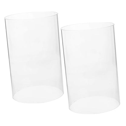 SAFIGLE Glass Candle Holder Windproof Shade 2Pcs Glass Cylinder Cover 10X15Cm Household Pillar Candle Cover for Indoor Outdoor Use