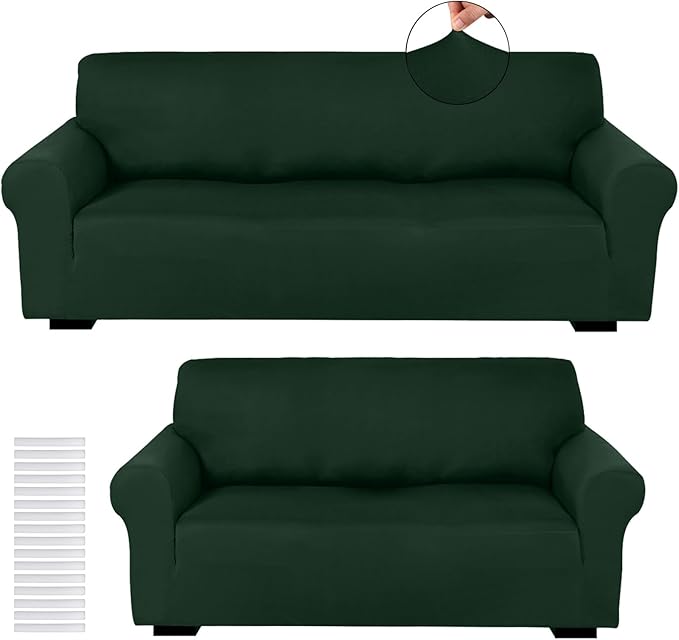 Peryiter 2 Pcs Sofa Covers Couch and Loveseat Covers Set Stretch Sofa Slipcover