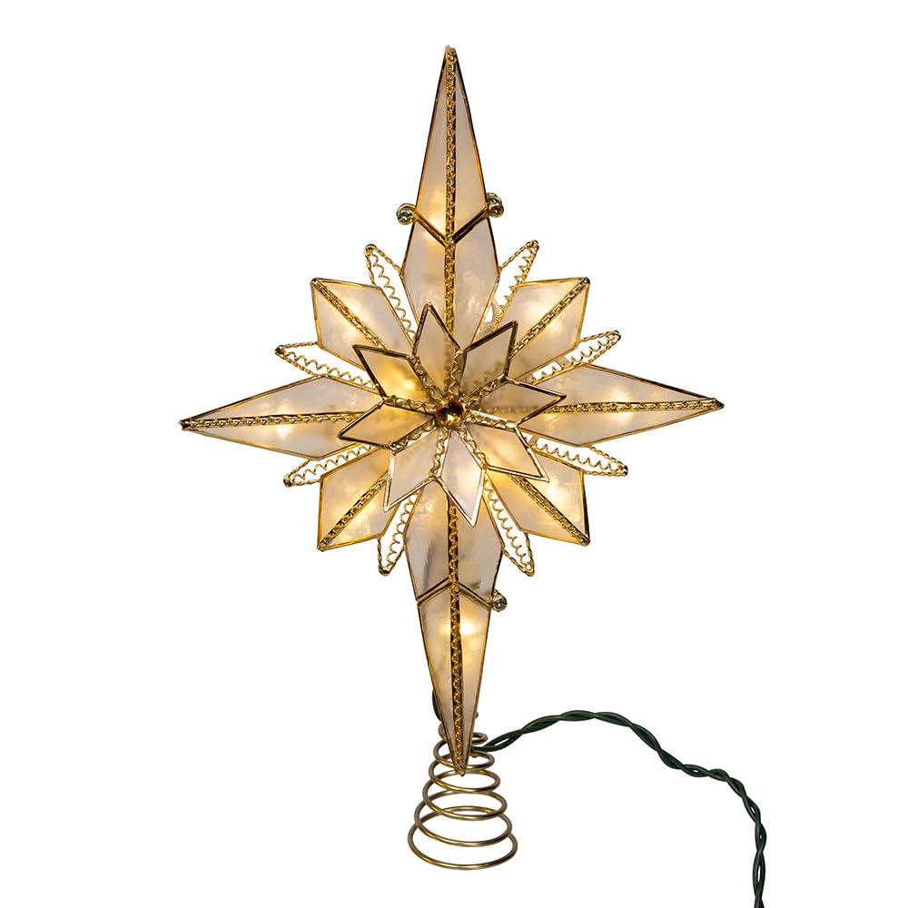 Kurt Adler 10.5" 10 Lights LED Capiz Bethlehem Star Treetop.