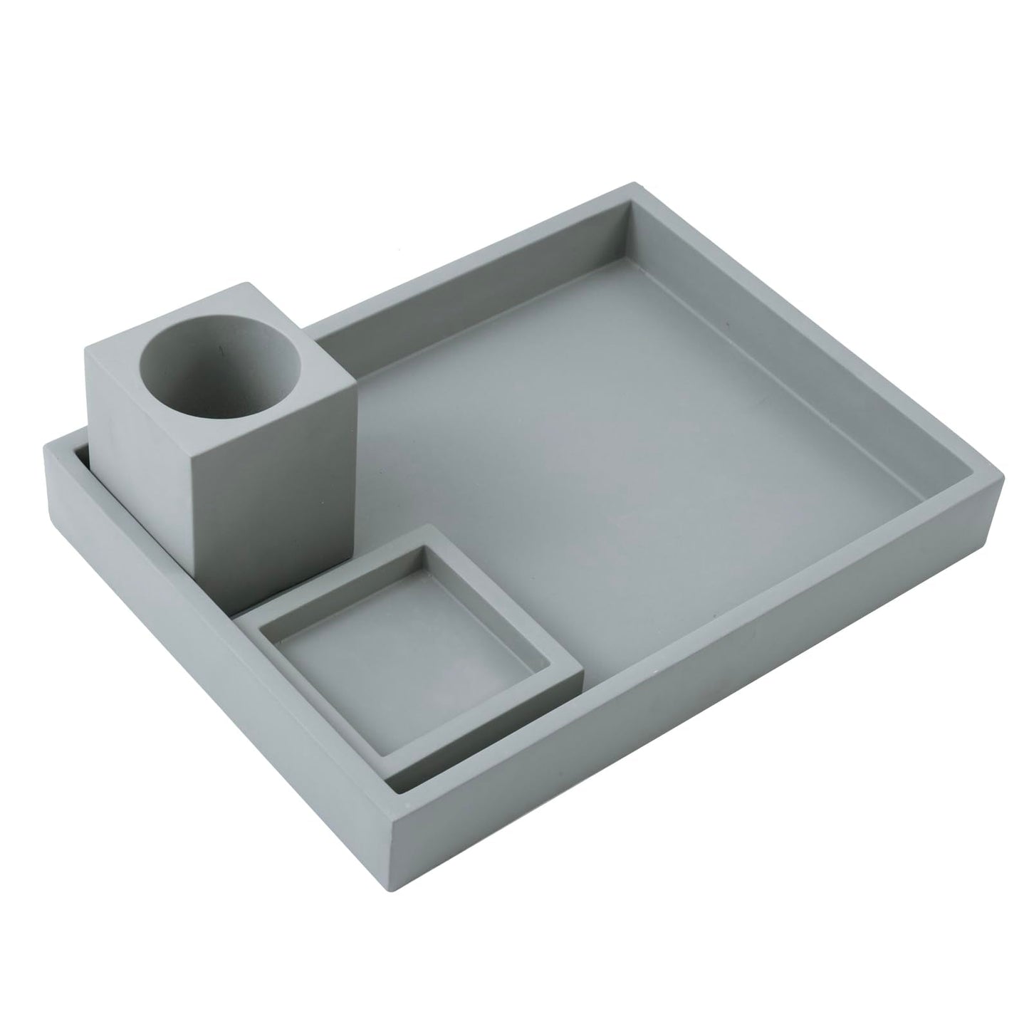 MyGift 3 pcs Set Modern Gray Concrete Desk Organizer Trays, Desktop Office Paper Tray, Stationery Holder Pencil Cup, Sticky Note Pad Holder
