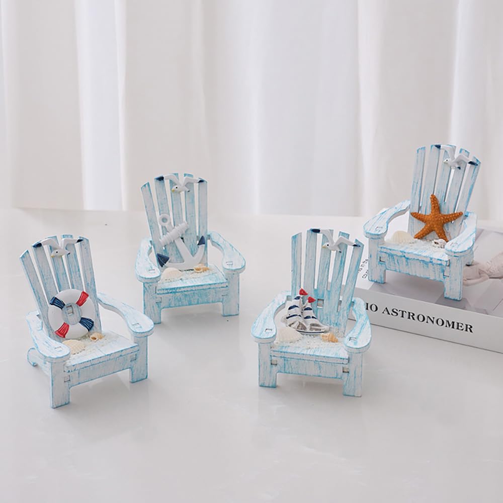 AzsVbvs 2 Pack Wooden Handmade Mini Chair Box Beach Decor Nautical Theme Decoration for Home Office Desk (Starfish)