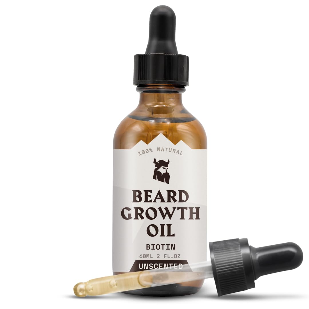 Striking Viking Beard Oil with Biotin for Men - 2 Fl Oz, 1 Pack, Sandalwood - Thickening & Conditioning Beard Growth Oil & Serum with Argan & Jojoba for Hydrated Facial Hair