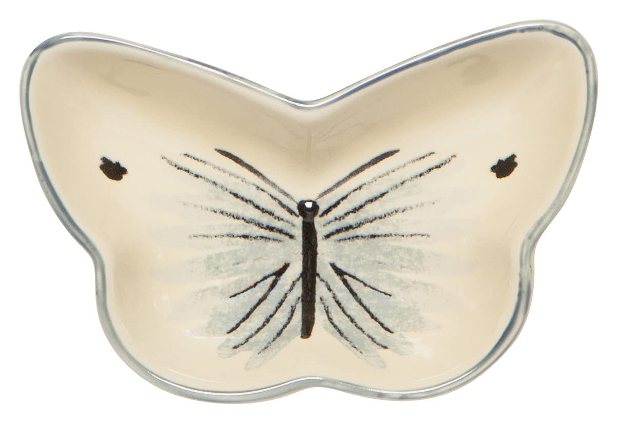 Now Designs Meadow Butterfly Shaped Ceramic Pinch Bowl Set, Soy Sauce Dish, Set of 6