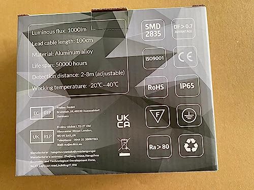Eslas LED Floodlight Security Light with Motion Sensor,Outdoor Spotlight 10W 1000 LM PIR Light,IP65 Waterproof for Garage,Garden,Car Park, Construction Site, 6500K Cold White