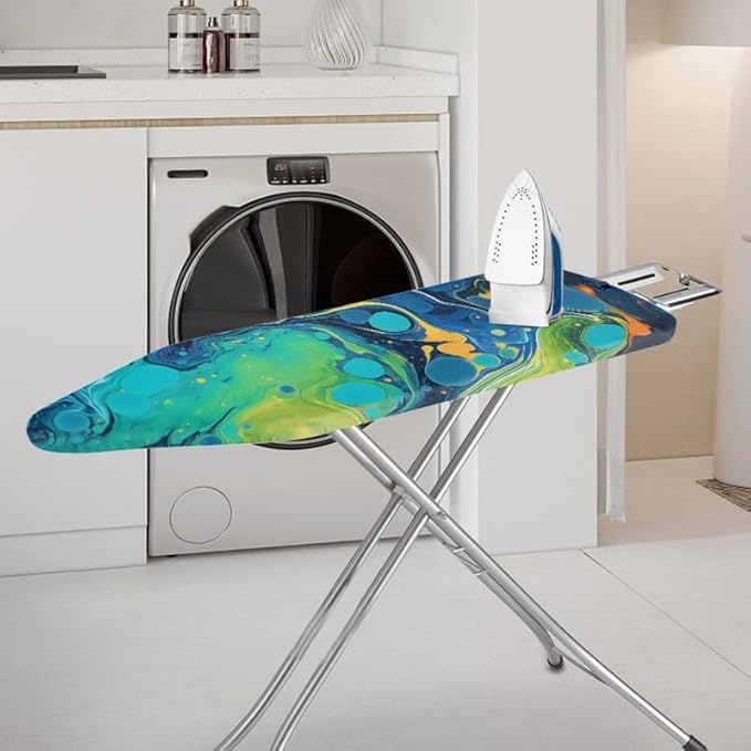 Turquoise Marble Fluid Steam Ironing Board Cover Green Blue Watercolor Splash