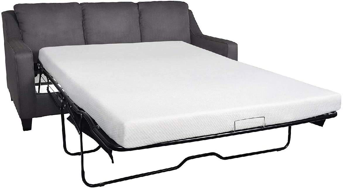 Sleeper Sofa Bed Sheet, 100% Cotton 400 Thread Count, 4 Piece Set, Deep Pocket Fitted Sheet, Soft Wrinkle Free & Breathable, Luxury Hotel Quality, Fits Up to 6 Inch Mattress (Full, White)