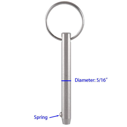 2 Pack Quick Release Pins, Diameter 5/16"(8mm), Usable Length: 2-1/4"(57mm), Full 316 Stainless Steel, Bimini Top Pin, Marine Hardware, All Parts are Made of 316 Stainless Steel