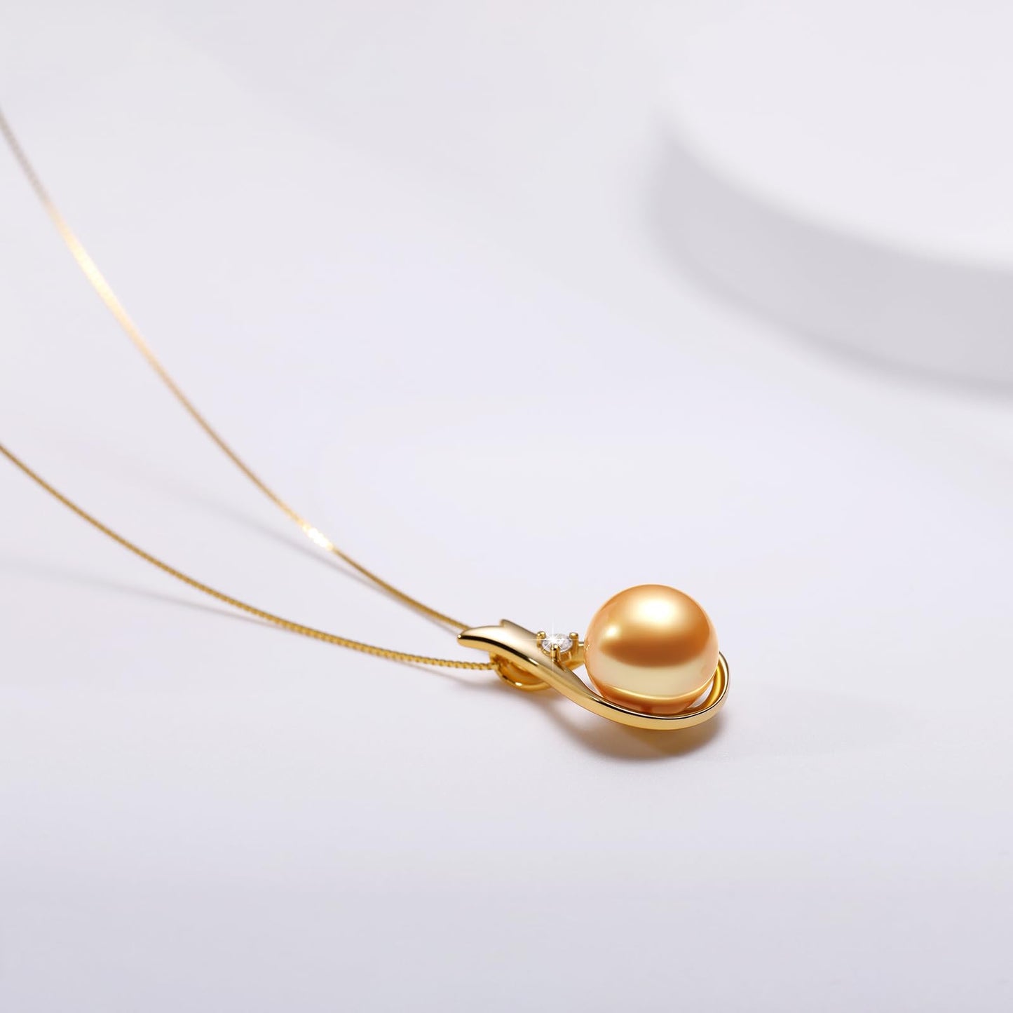 YAMI Akoya Golden Pearl Necklace 10-11mm Saltwater Cultured Pearl Jewelry with 925 Sterling Silver Adjustable Chain for Women, Mom, Wife, Luxury Gift for Birthday, Mother's Day, Anniversary