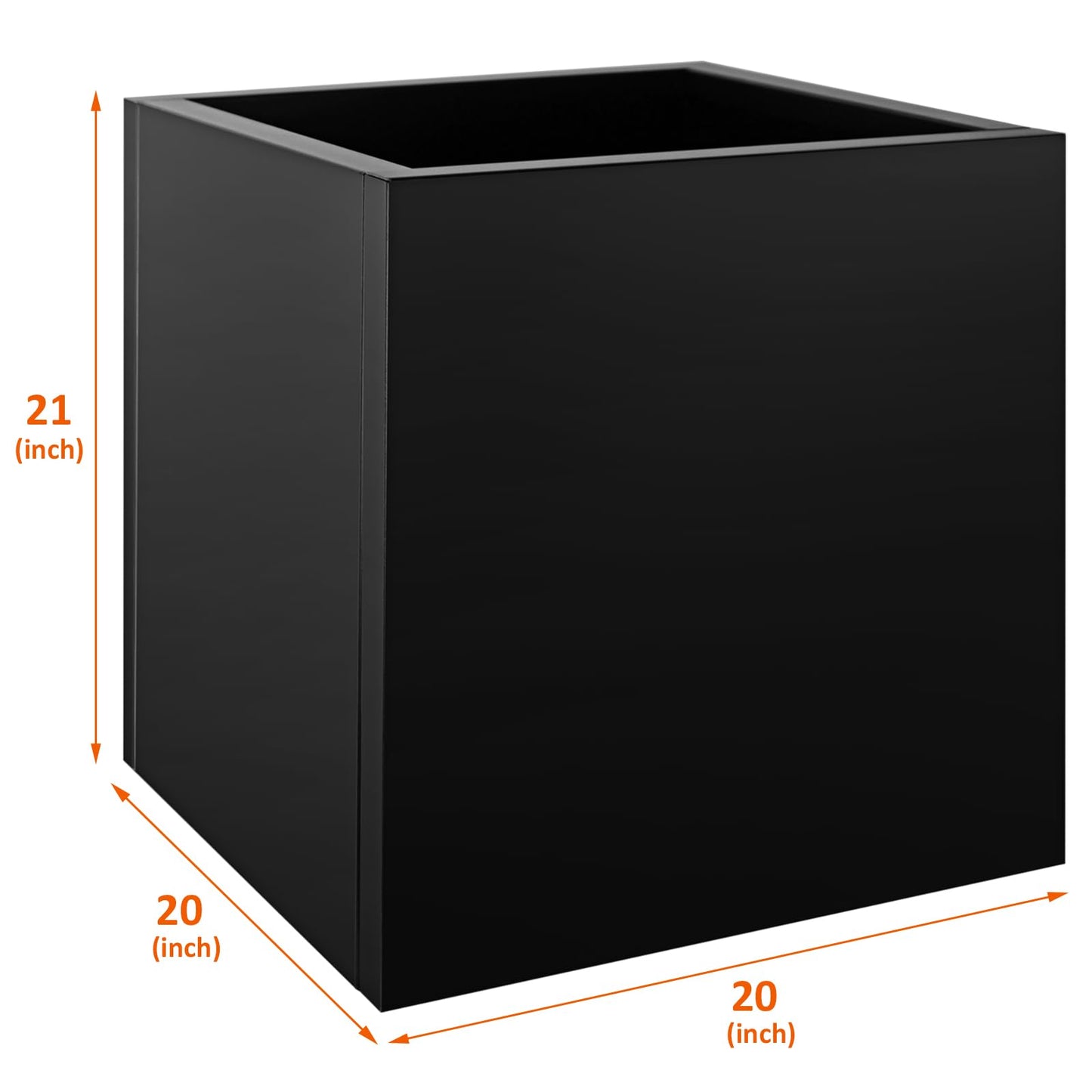 Meyoppm Square Metal Planter Box 20"x20"x21", Heavy Duty Galvanized Steel Planter Rust Resistant for Indoor Outdoor Patio Porch Commercial Residential