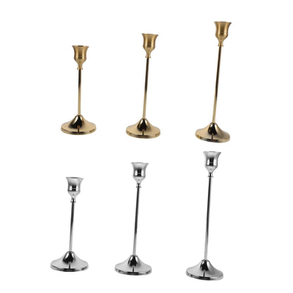 SWOOMEY 6pcs Metal Candlestick Holders for Taper Candles Secure Support and Polished Shiny Finish, Elegant European Craftsmanship, for Dinner Table Centerpiece and Wedding Events Décor