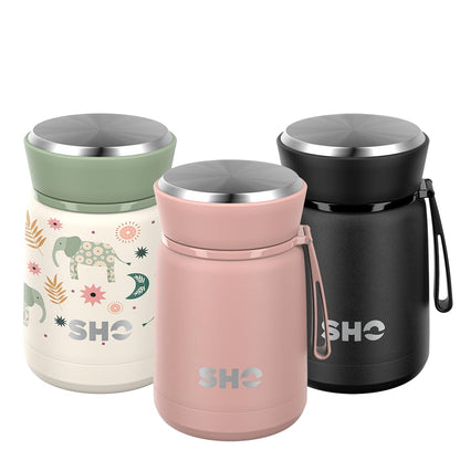 SHO Food Flask - Vacuum Insulated, Double Walled Stainless Steel Food Flask & Food Container - 10 Hours Hot & 20 Hours Cold - 530ml 800ml - BPA Free (Dusty Rose, 530ml)