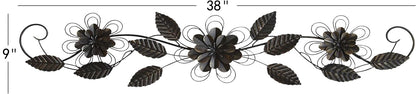 POBKING Enchanting Leaves Wall Art - Metal Leaves & Flowers Over Door, Black Metal, The Door Wall Decor