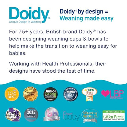 Doidy Cup Free Flow Toddler Cup | Trainer Sippy Cup (No Valve or Spout) | 3+ Months | Open Beaker with Handles for Easy Drinking | BPA-Free | 200 ml (7oz) | Blue