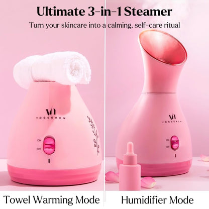 Facial Steamer Spa Kit with Complimentary 6 Skin Care Tools | Face Steamer for Facial Deep Cleaning with Towel Warmer & Humidifier Mode| Self Care Gifts for Women, Spa Gifts, Birthday Gifts for Women