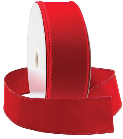 Red Velvet Ribbon Wired 2.5 Inch Wide X 30 Yards Long Wire Edge Trim Christmas Tree Ribbons for Gift Wrapping Indoor Outdoor Bows Xmas Trees Decoration Trimmings Gifts Wreaths Home Decor Tree Topper