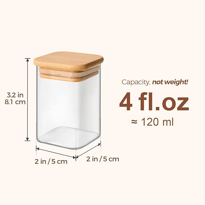 ComSaf Spice Jars with Label 4oz 16 Pack, Glass Spice Jars with Bamboo Lid