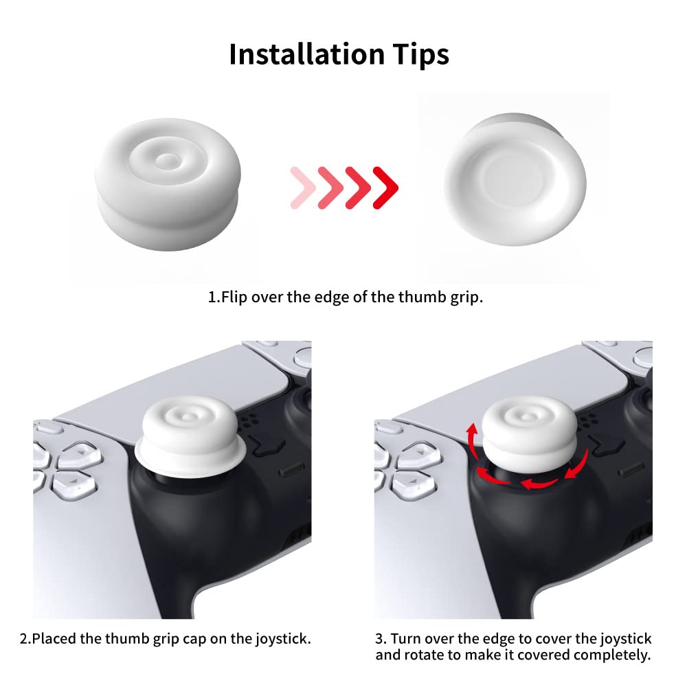 PlayVital Thumbs Cushion Caps Thumb Grips for ps5/4, Thumbstick Grip Cover for Xbox Series X/S, Thumb Grip Caps for Xbox One, Elite Series 2, for Switch Pro Controller - Raindrop Texture Design Black