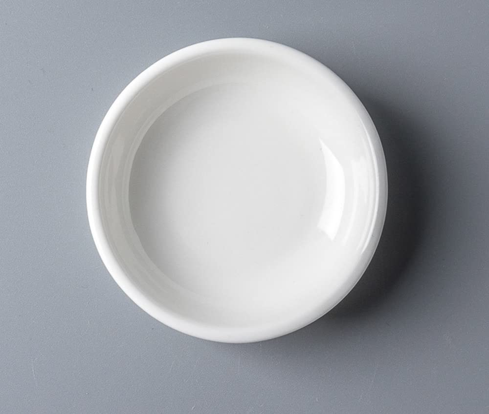4pcs White Ceramic Seasoning Dishes Dipping Bowls Appetizer Plates,3 inch