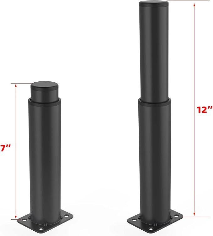 7"-12" Metal Adjustable Furniture Legs, Adjustable Height Replacement Legs