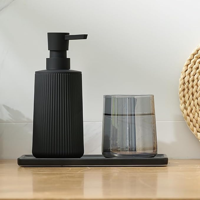 Small Soap Dispenser for Bathroom and Kitchen, Modern Farmhouse Striped Style