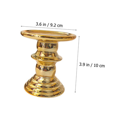 Yardenfun Elegant European Candlestick Holder Electroplating Ceramic Candle Stand for Weddings Christmas Home Decor Gold Finish Chic Design Multi-Purpose Decoration