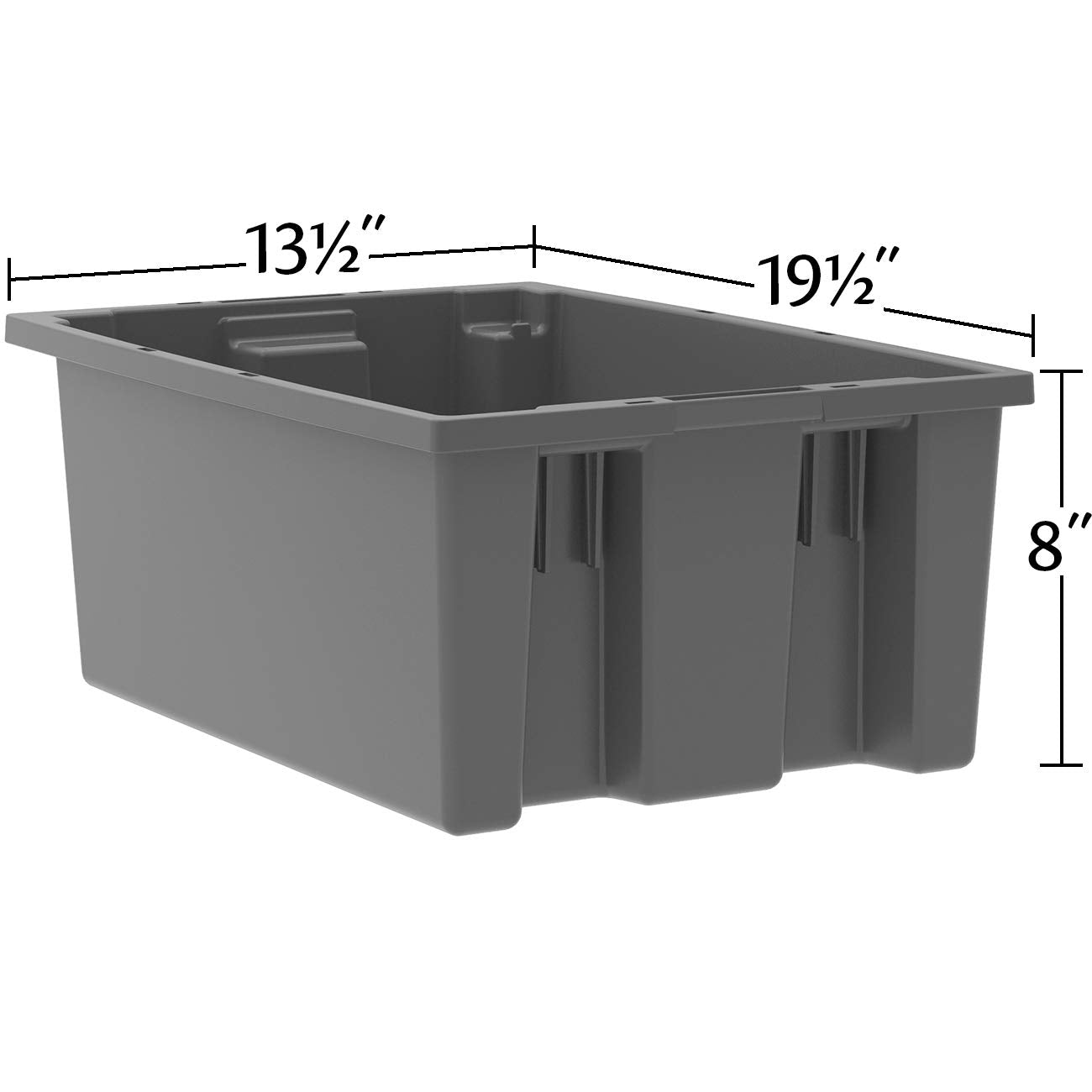 Akro-Mils 35200 Nest and Stack Plastic Storage Container and Distribution Tote, (19-1/2-Inch L x 13-1/2-Inch W x 8-Inch H), Blue, (6-Pack)