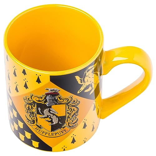 Silver Buffalo Harry Potter Hufflepuff House Crest Ceramic Mug, 14 Ounces