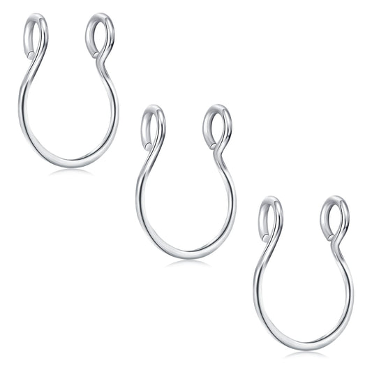 D.Bella Stainless Steel Hoop Earring, 20g Faux Septum Nose Ring, 8mm Non-Pierced Clip, Fashion Fake Piercing Jewelry for Women Men