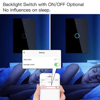 MOES Touch Wall Single Live Wire Smart Switch，No Neutral Wire Needed, 2.4GHz WiFi RF433 Light Switch Works with Smart Life/Tuya App, Alexa and Google Home, Single Pole 110V, White 1 Gang