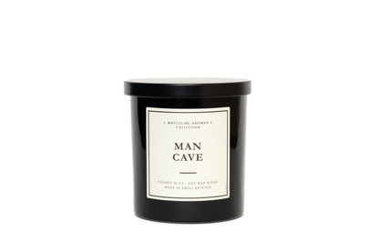 LEOBEN CO – Man Cave Scented Mens Candle – 9oz, Masculine Collection Design – 50 hr Burn Time – Poured in California Using Vegan Soy Wax and Essential Oils – Made in Small Batches
