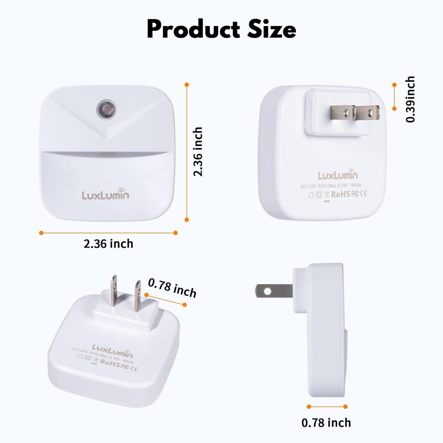 LED Night Lights Plug into Wall with Dusk-to-Dawn Sensor, Automatically Turn on and Off,Night Light for Kids,Bedroom,Bathroom,Stairs, White, 6 Packs