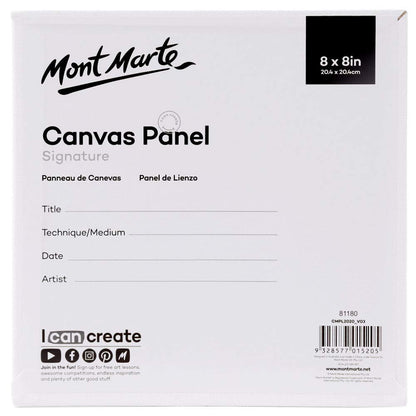 Mont Marte Professional Series Painting Canvas Panels 8 x 8 inch, 12-Pack. Suitable for Artists at All Skill Levels