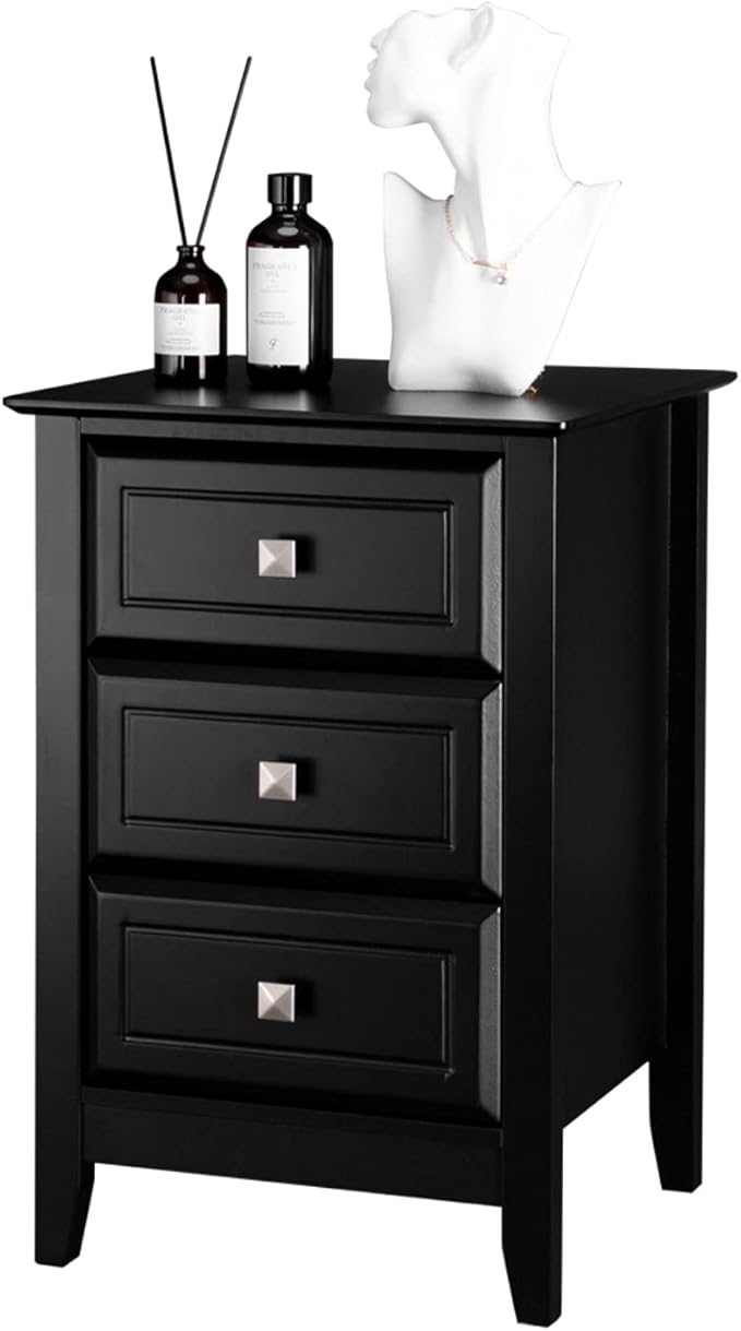 Bonnlo Upgraded Black Nightstand