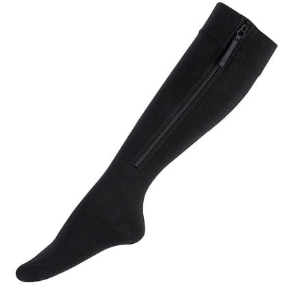 Ailaka Zipper Compression Socks for Men Women - 20-30 mmHg Close Toe Knee High Medical Compression Socks with Zipper, Zip Up Socks for Varicose Veins, Edema, Recovery, Pregnant, Nurse (Black, 4XL)