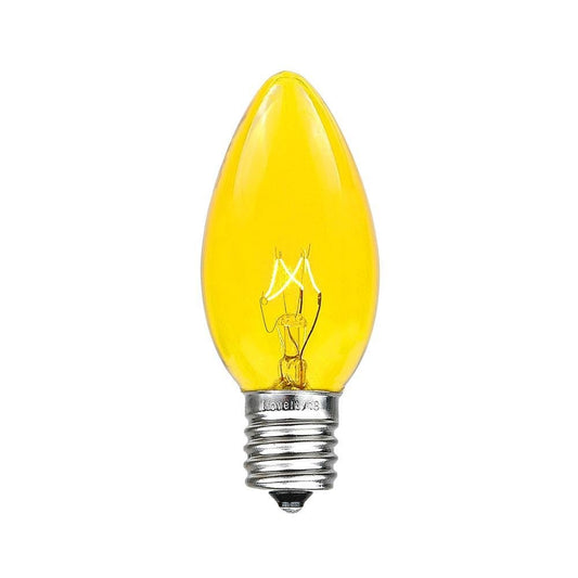 Novelty Lights Incandescent Christmas Replacement Bulbs - Indoor/Outdoor Individual Bulbs for Christmas Tree, Display, & More - C9/E17 Intermediate Base, 7 Watt Lights (Yellow, 25 Pack)