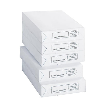 Schäfer Shop Copy Paper A4, 80 g/m² Printer Paper, Laser, Inkjet, Fax Paper, 2500 Sheets, 5 Packs of 500 Sheets, White