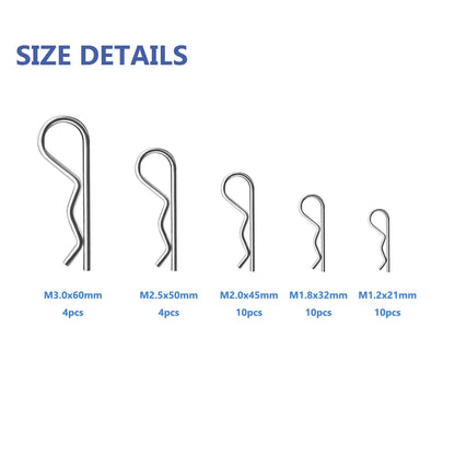 38pcs Cotter Pin Assortment Kit, Hitch Pin Clip R Clips Retaining Pins Tractor Cotter Pin Hair Pin Assortment Spring Clip Retainer Pins for Hitch Pin Lock System, Cotter Pins