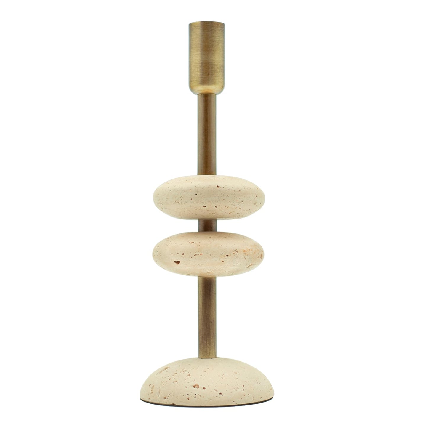 NEXOTIQUE Marble Candlestick Holders, Taper Candle Holder for Table Candles White Candelabra Candle Holders for Console Tabale, Wedding Centerpiece, Cozy Home Decor, Travertine, 10''