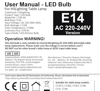 HSLighting Bedside Lamps, Touch Control Table Lamp 3-Way Brightness Dimmable Small Lamp with Metal Base LED Desk Lamp Minimalist Nightstand for Bedroom Living Room Gift Decor, Dimmable Bulb Included